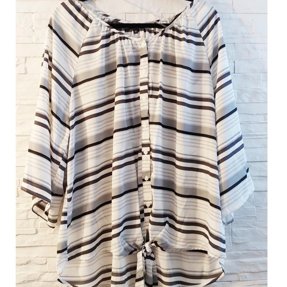Beautiful Striped Knotted Blouse